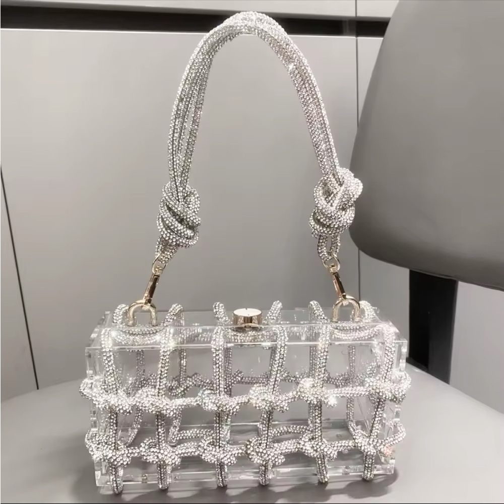 Gold and Silver Transparent Clutch with Industrial Design - Picture 6 of 7